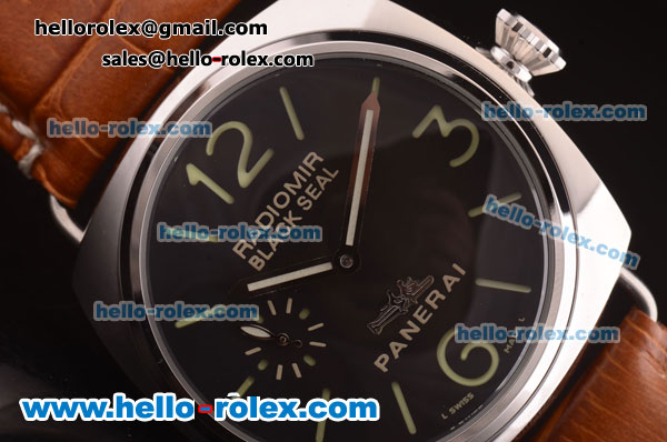 Panerai Radiomir Black Seal PAM 287 Automatic Steel Case with Black Dial and Brown Leather Strap - Click Image to Close