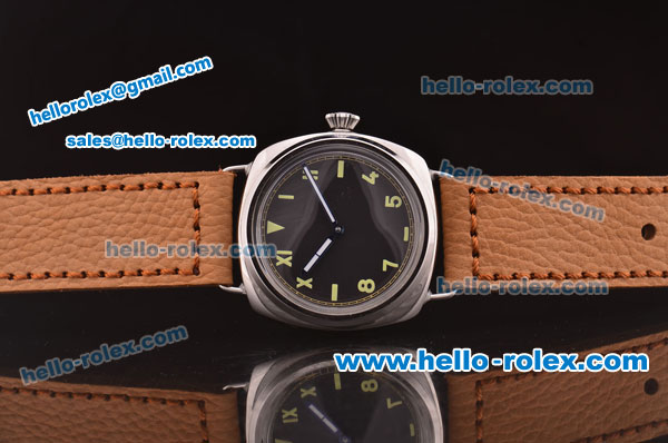 Panerai Radiomir 1936 Special Edition 2006 Edition PAM00249 Swiss ETA 6497 Manual Winding Steel Case with Black Dial and Brown Leather Strap - Click Image to Close