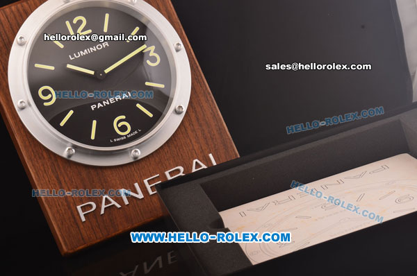 Panerai Luminor Base Wall Clock Swiss ETA Quartz Steel Case with Black Dial - 1:1 Original Best Edition - Click Image to Close