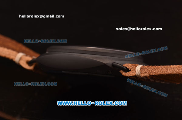 Panerai Radiomir Black Seal PAM00292 Swiss ETA 6497 Manual Winding Ceramic Case with Black Dial and Brown Leather Strap - 1:1 Original - Click Image to Close