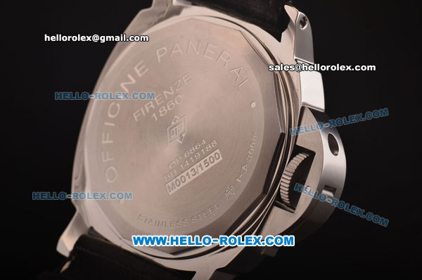 Panerai Luminor Marina PAM 00466 Swiss ETA 6497 Manual Winding Steel Case with Black Dial and Black Leather Strap - Click Image to Close