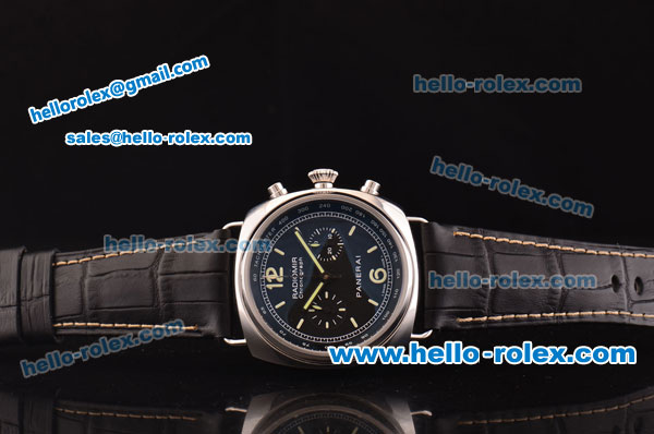 Panerai Radiomir Chrono PAM00288 Venus 75-MD Automatic Steel Case with Black Dial and Black Leather Strap - 1:1 Original - Click Image to Close