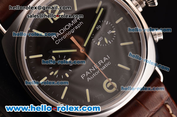 Panerai Radiomir Chrono Venus 75-CHG Automatic Steel Case with Black Dial and Brown Leather Strap - 1:1 Original - Click Image to Close