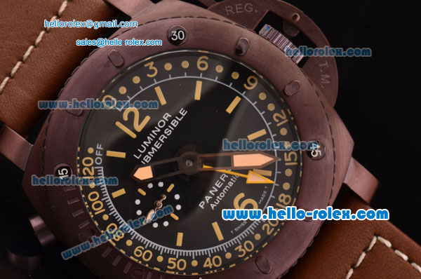 Panerai Special Edition 2008 Luminor 1950 Pangea Submersible Depth Gauge PAM00307 PVD Brown Case with Brown Dial - Click Image to Close
