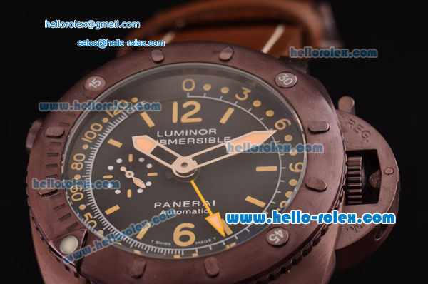 Panerai Special Edition 2008 Luminor 1950 Pangea Submersible Depth Gauge PAM00307 PVD Brown Case with Brown Dial - Click Image to Close