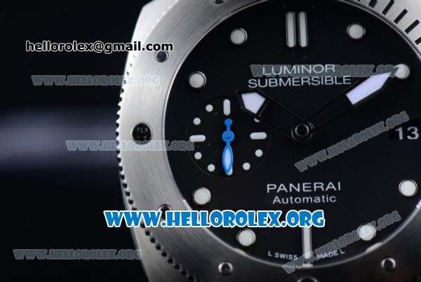 Panerai Luminor Submersible 1950 3 Days Automatic PAM01305 Clone P.9010 Automatic Steel Case with Black Dial Dot Markers and Black Rubber Strap (ZF) - Click Image to Close