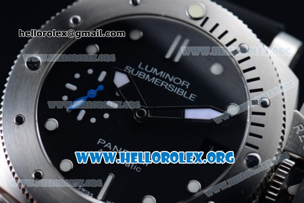 Panerai Luminor Submersible 1950 3 Days Automatic PAM00682 Clone P.9010 Automatic Steel Case with Black Dial Dot Markers and Black Rubber Strap (ZF) - Click Image to Close