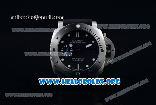 Panerai Luminor Submersible 1950 3 Days Automatic PAM00682 Clone P.9010 Automatic Steel Case with Black Dial Dot Markers and Black Rubber Strap (ZF) - Click Image to Close