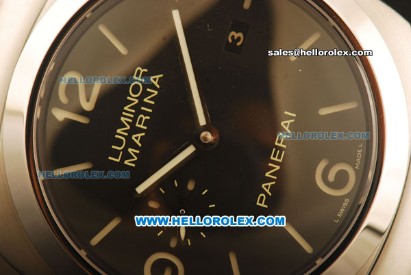 Panerai Luminor Marina PAM 328 Swiss Valjoux 7750 Automatic Steel Case Black Dial with White Stick/Numeral Markers and Steel Strap-1:1 Original - Click Image to Close