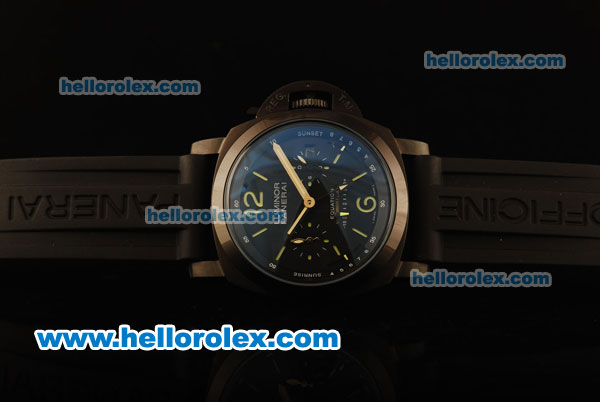Panerai Luminor PAM 253 Equation Automatic PVD Case with Black Dial and Black Rubber Strap - 7750 Coating - Click Image to Close