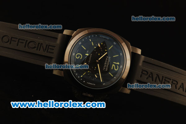 Panerai Luminor PAM 253 Equation Automatic PVD Case with Black Dial and Black Rubber Strap - 7750 Coating - Click Image to Close