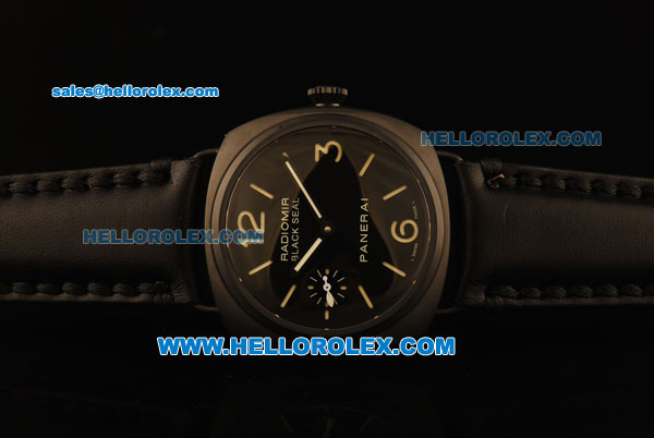 Panerai Radiomir Swiss ETA 6497 Manual Winding Movement PVD Case with Black Dial and Black Leather Strap - Click Image to Close