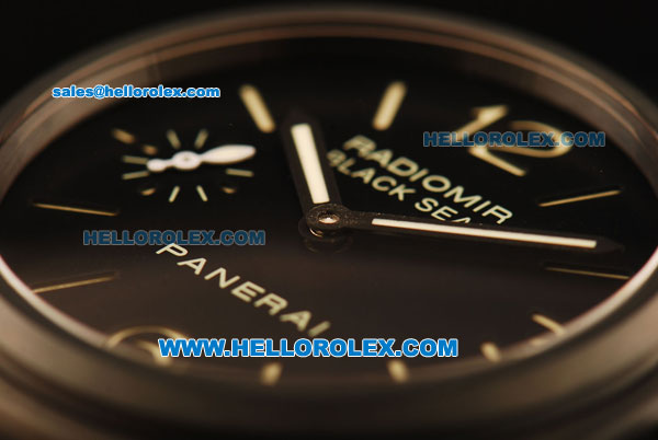 Panerai Radiomir Swiss ETA 6497 Manual Winding Movement PVD Case with Black Dial and Black Leather Strap - Click Image to Close