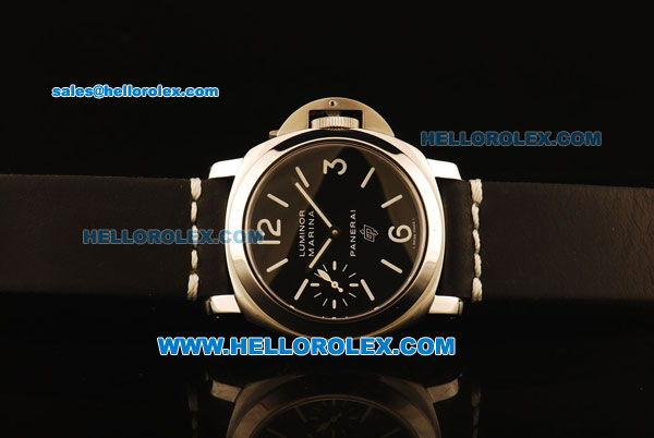 Panerai Luminor Marina Pam 318 Swiss ETA 6497 Manual Winding Steel Case with Black Dial and Black Leather Strap - 1:1 Original - Click Image to Close