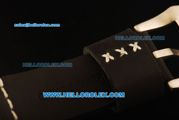Panerai Luminor Marina Pam 318 Swiss ETA 6497 Manual Winding Steel Case with Black Dial and Black Leather Strap - 1:1 Original - Click Image to Close