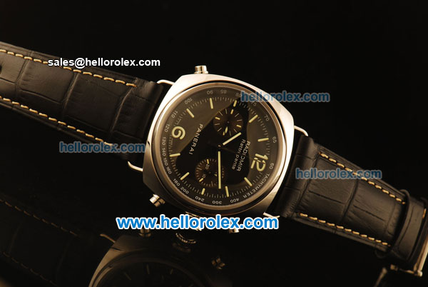 Panerai Radiomir Swiss Valjoux 7750 Automatic Steel Case with Black Dial and Black Leather Strap- 1:1 Original - Click Image to Close