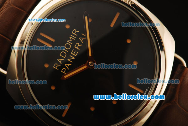 Panerai Radiomir Swiss ETA 6497 Manual Winding Steel Case with Black Dial and Brown Leather Strap-1:1 Original - Click Image to Close