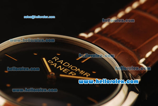 Panerai Radiomir Swiss ETA 6497 Manual Winding Steel Case with Black Dial and Brown Leather Strap-1:1 Original - Click Image to Close