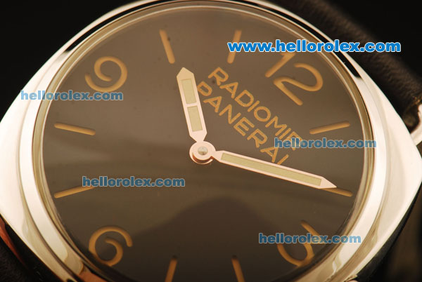 Panerai Radiomir Vintage 3646 Swiss ETA 6497 Manual Winding Steel Case with Black Dial and Black Leather Strap - Click Image to Close