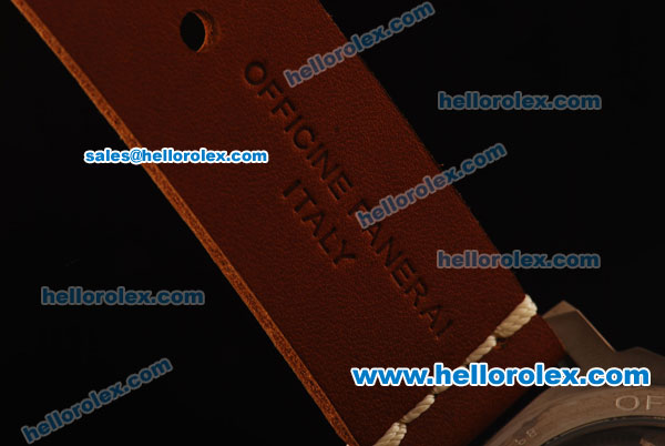 Panerai Luminor Marina PAM177 Swiss ETA 6497 Manual Winding Titanium Case with Black Dial - Brown Leather Strap 1:1 Original - Click Image to Close