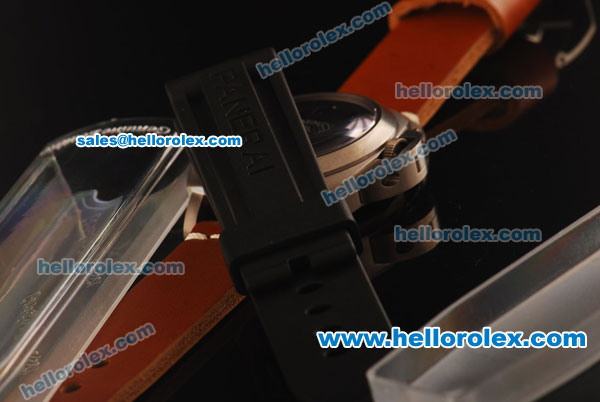 Panerai Luminor Marina PAM177 Swiss ETA 6497 Manual Winding Titanium Case with Black Dial - Brown Leather Strap 1:1 Original - Click Image to Close