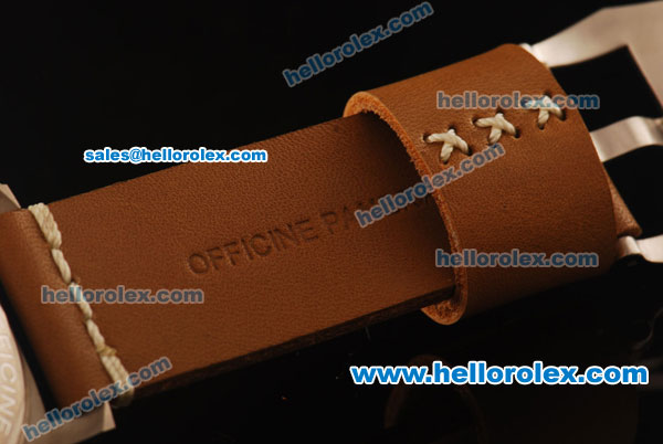 Panerai Luminor Marina PAM177 Swiss ETA 6497 Manual Winding Titanium Case with Black Dial and Dark Orange Leather Strap - Click Image to Close