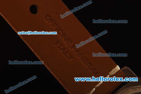 Panerai Luminor Marina PAM177 Swiss ETA 6497 Manual Winding Titanium Case with Black Dial and Dark Orange Leather Strap - Click Image to Close