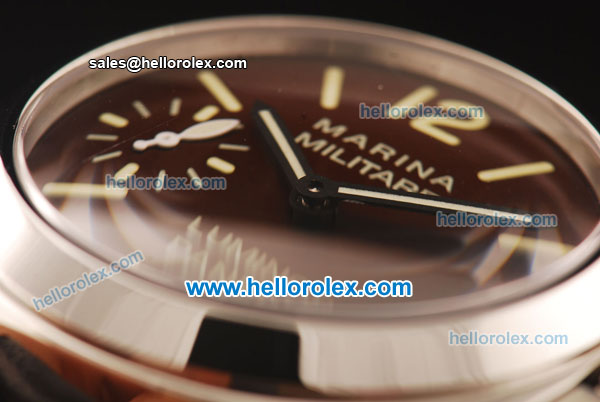 Panerai Marina Militare Pam 036 Asia 6497 Manual Winding Steel Case with Brown Dial and Dark Brown Leather Strap - Click Image to Close