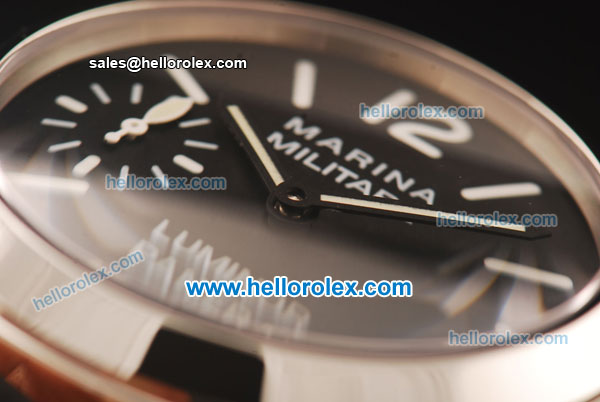 Panerai Marina Militare Pam 036 Asia 6497 Manual Winding Steel Case with Black Dial and Black Leather Strap - Click Image to Close