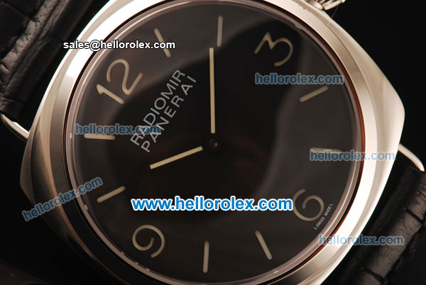 Panerai Radiomir Pam 231 Asia 6497 Manual Winding Steel Case with Black Dial and Black Leather Strap - Click Image to Close