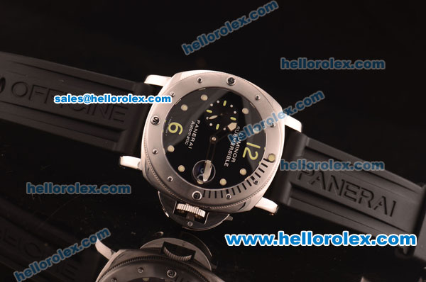 Panerai Luminor Submersible Swiss Valjoux 7750 Steel Case with Black Dial and Rubber Strap-1:1 Original - Click Image to Close