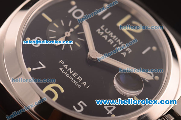Panerai Luminor Marina Pam 104 Swiss Valjoux 7750 Steel Case with Black Dial and Rubber Strap-1:1 Original - Click Image to Close