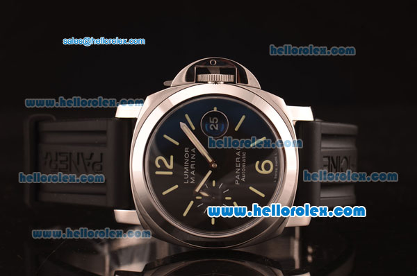 Panerai Luminor Marina PAM104 Beset Edition Swiss Valjoux 7750 Automatic Steel Case with Black Dial and Black Rubber Strap-1:1 Original - Click Image to Close