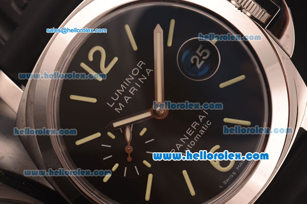 Panerai Luminor Marina PAM104 Beset Edition Swiss Valjoux 7750 Automatic Steel Case with Black Dial and Black Rubber Strap-1:1 Original - Click Image to Close