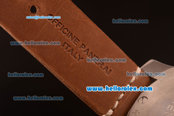 Panerai Radiomir Brevettato Swiss ETA 6497 Manual Winding Titanium Case with Black Dial and Brown Leather Strap-1:1 Original - Click Image to Close