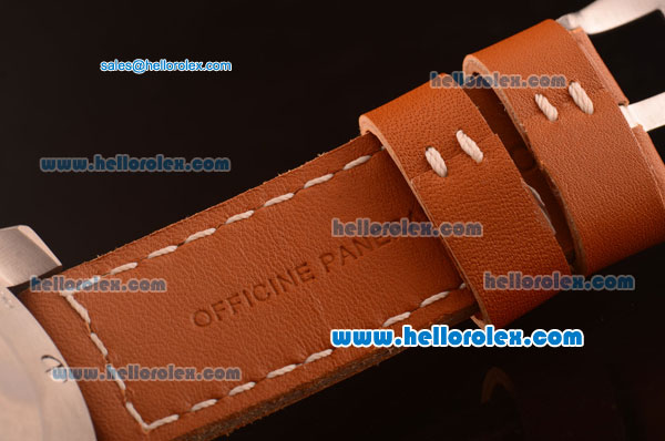 Panerai Radiomir Brevettato Swiss ETA 6497 Manual Winding Titanium Case with Black Dial and Orange Leather Strap-1:1 Original - Click Image to Close