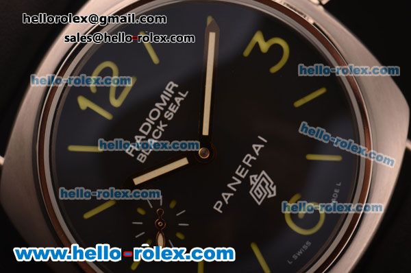 Panerai Radiomir Pam 292K Asia 6497 Manual Winding Steel Case with Black Dial and Black Leather Strap - Click Image to Close