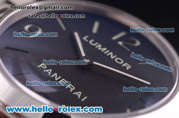 Panerai Luminor Base Pam 219 Asia 6497 Manual Winding Steel Case with Black Dial and Black Rubber Strap - Click Image to Close