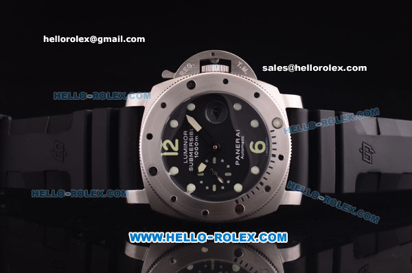 Panerai Pam 087 Luminor Submersible 1000m Automatic 7750-Coated Steel Case with Black Dial and Black Rubber Strap - Luminous Markers - Click Image to Close