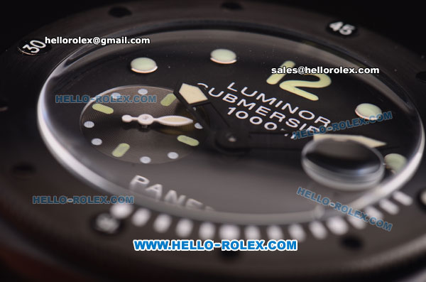Panerai Pam 199 Luminor Submersible 1000m Automatic 7750-Coated Black PVD Case with Black Dial and Black Rubber Strap - Click Image to Close