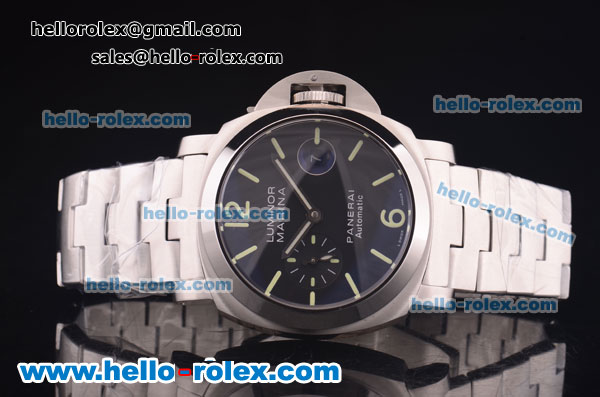 Panerai Luminor Marina Pam 050 Swiss Valjoux 7750 Automatic Full Steel with Black Dial and Luminous Markers - Click Image to Close