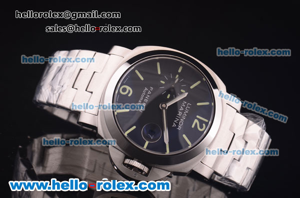 Panerai Luminor Marina Pam 050 Swiss Valjoux 7750 Automatic Full Steel with Black Dial and Luminous Markers - Click Image to Close