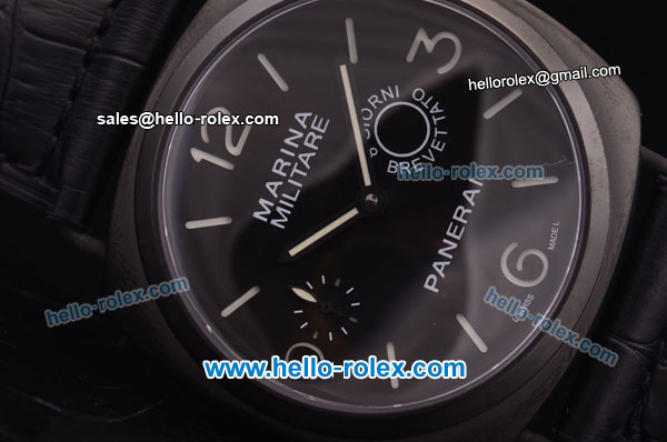 Panerai Radiomir Pam 339 Asia 6497 Manual Winding PVD Case with Black Dial and Black Leather Strap - Click Image to Close