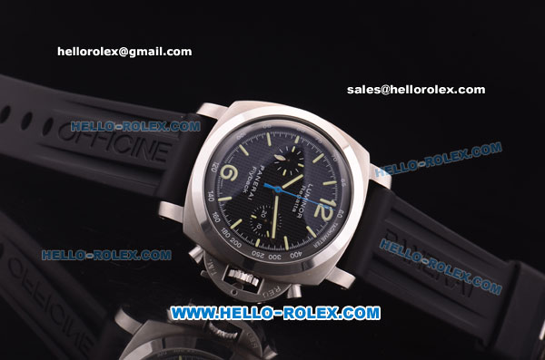 Panerai Luminor Regetta Flyback PAM 253 Swiss ETA 7750 Automatic Steel Case with Black Chequered Dial and Black Rubber Strap - Click Image to Close