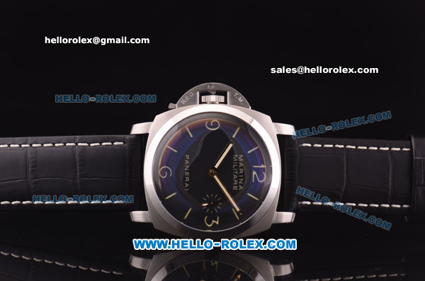 Panerai Marina Militare PAM 217 Swiss ETA 6497 Manual Winding Steel Case with Black Dial and Black Leather Strap - Click Image to Close