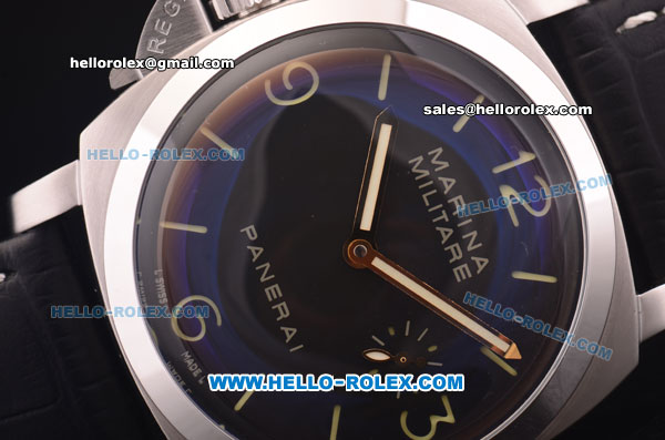 Panerai Marina Militare PAM 217 Swiss ETA 6497 Manual Winding Steel Case with Black Dial and Black Leather Strap - Click Image to Close
