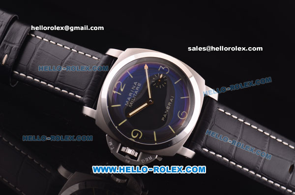 Panerai Marina Militare PAM 217 Swiss ETA 6497 Manual Winding Steel Case with Black Dial and Black Leather Strap - Click Image to Close
