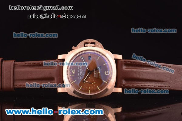 Panerai 1950 8 Days PAM289 Automatic Rose Gold Case with Brown Dial and Brown Rubber Strap - Click Image to Close