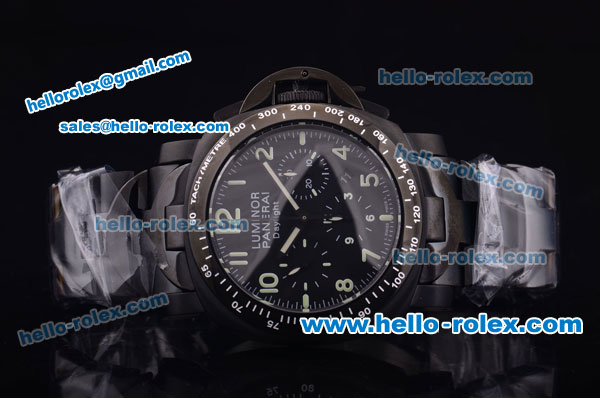 Panerai Luminor Chrono PAM00236 Chronograph Swiss Valjoux 7750 Automatic Full PVD with Black Dial - Click Image to Close