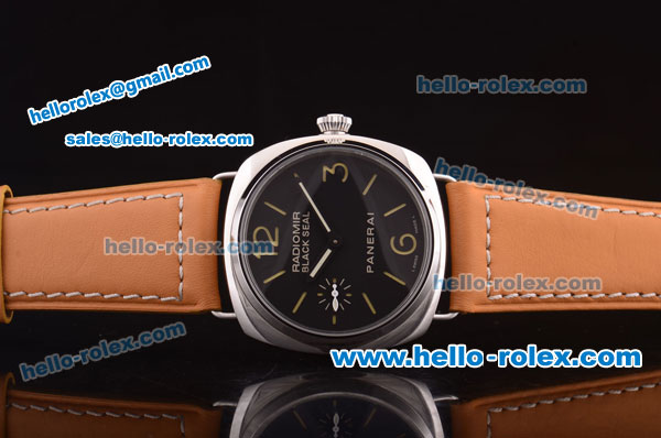 Panerai Radiomir Black Seal PAM00190 Automatic Steel Case with Black Dial and Orange Leather Strap - Click Image to Close